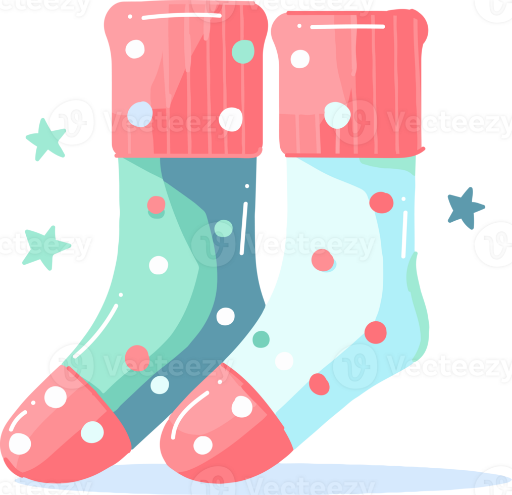 Hand Drawn Christmas santa socks in flat style png