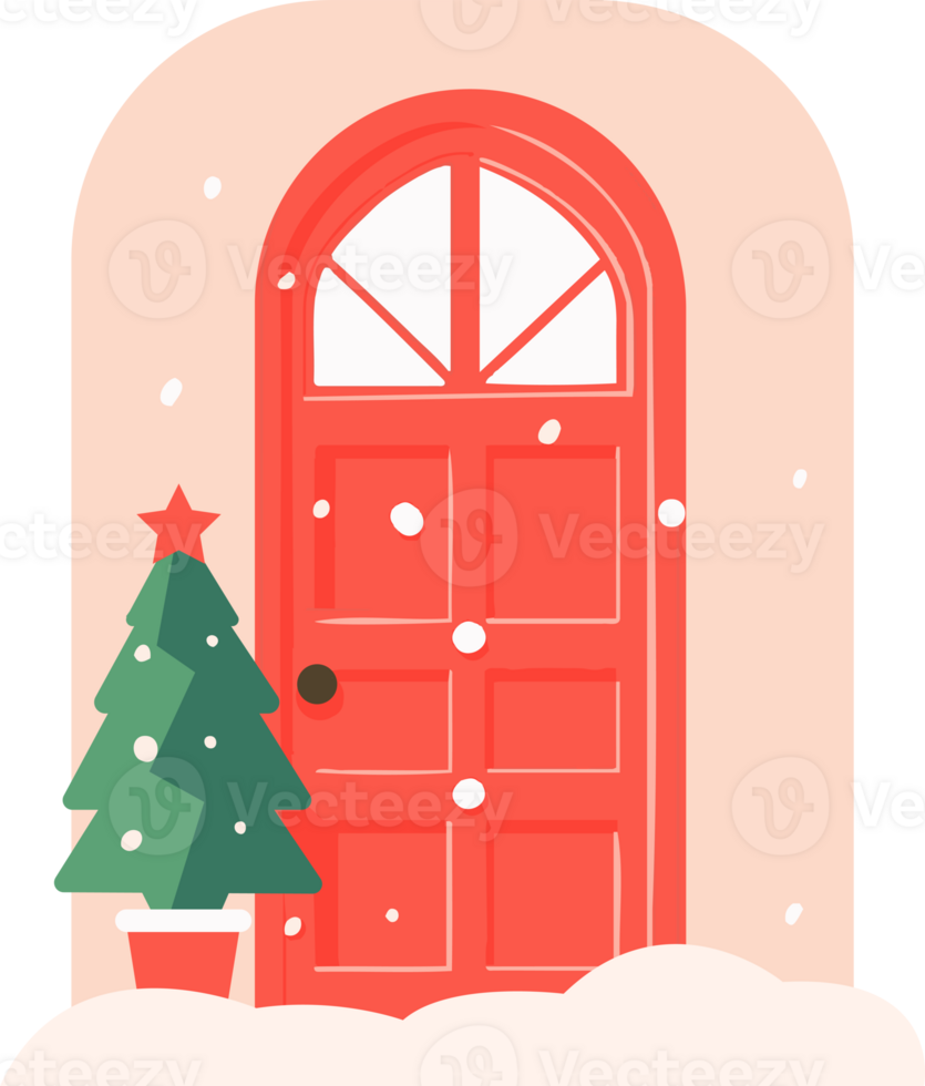 Hand Drawn Christmas door in flat style png