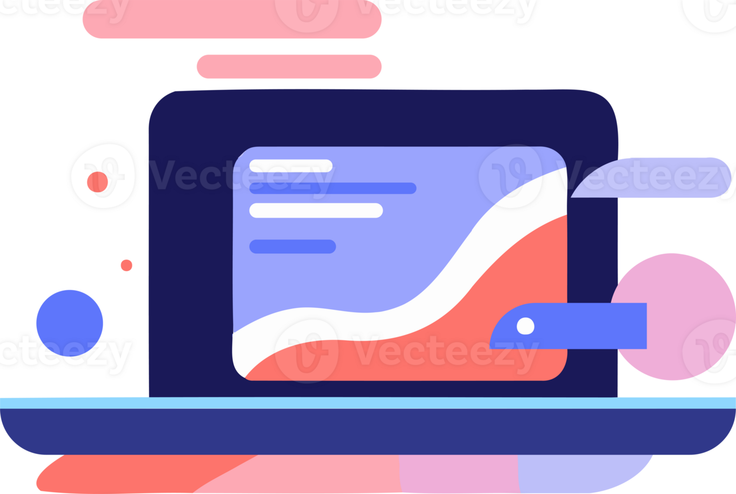 Hand Drawn laptop with email in flat style png