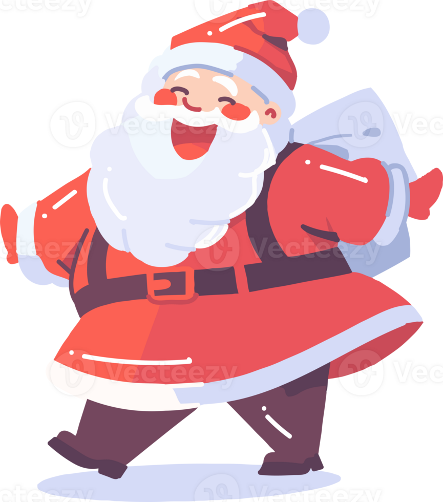 Hand Drawn Happy Santa character in flat style png
