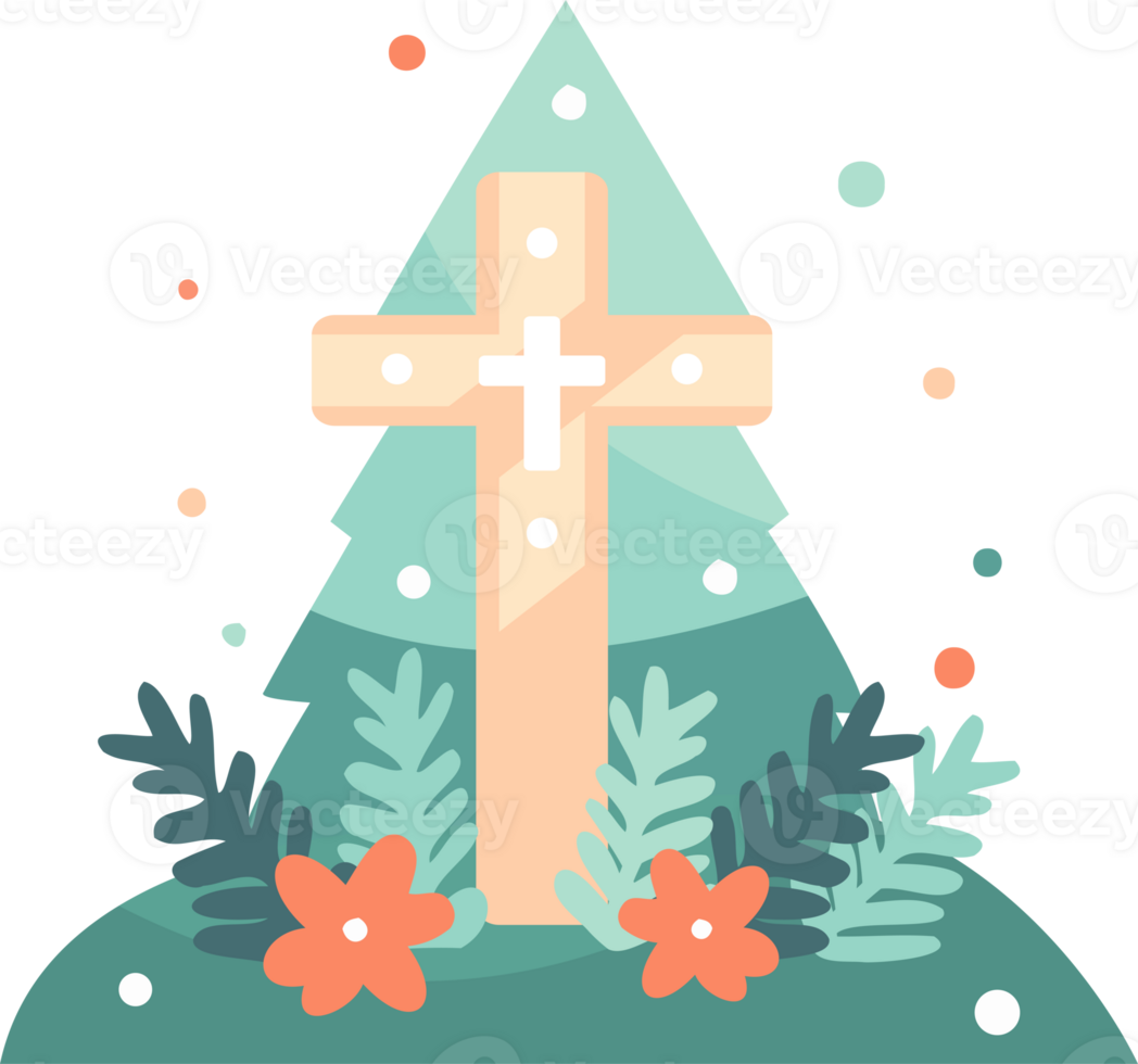hand-drawn-christmas-cross-in-flat-style-27119643-png
