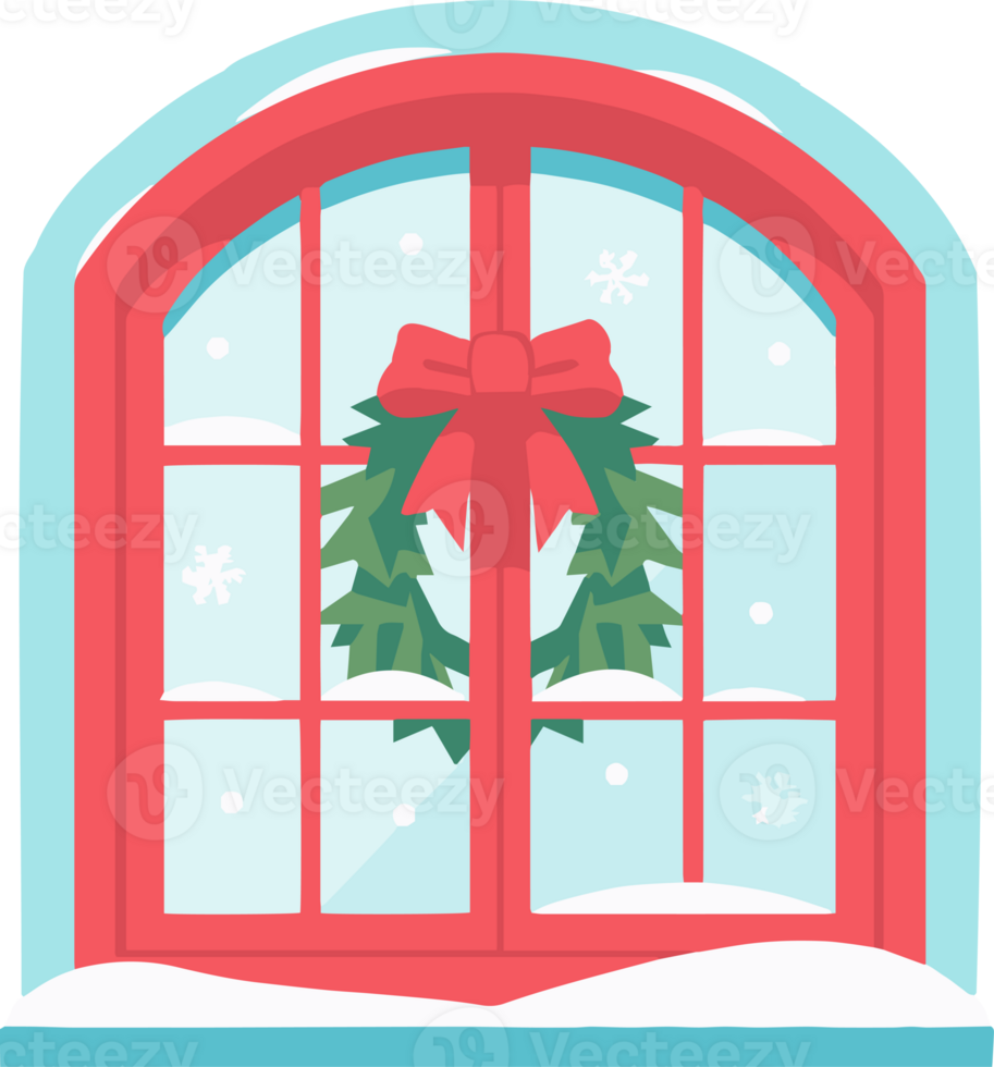 Hand Drawn christmas window in flat style png
