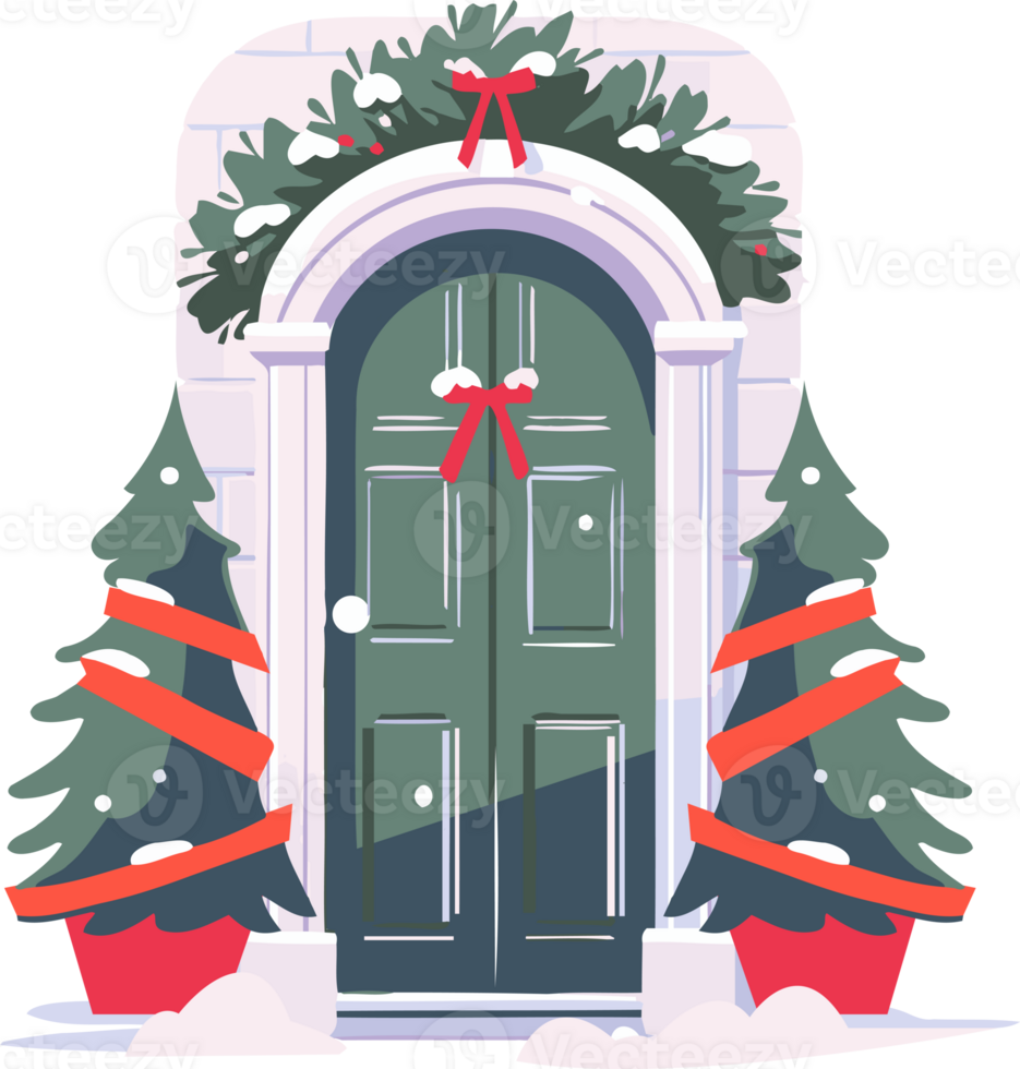 Hand Drawn Christmas Door In Flat Style 27119667 Png