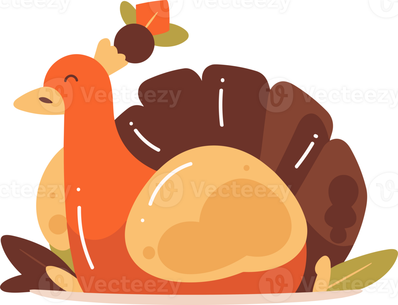 Hand Drawn thanksgiving turkey in flat style png