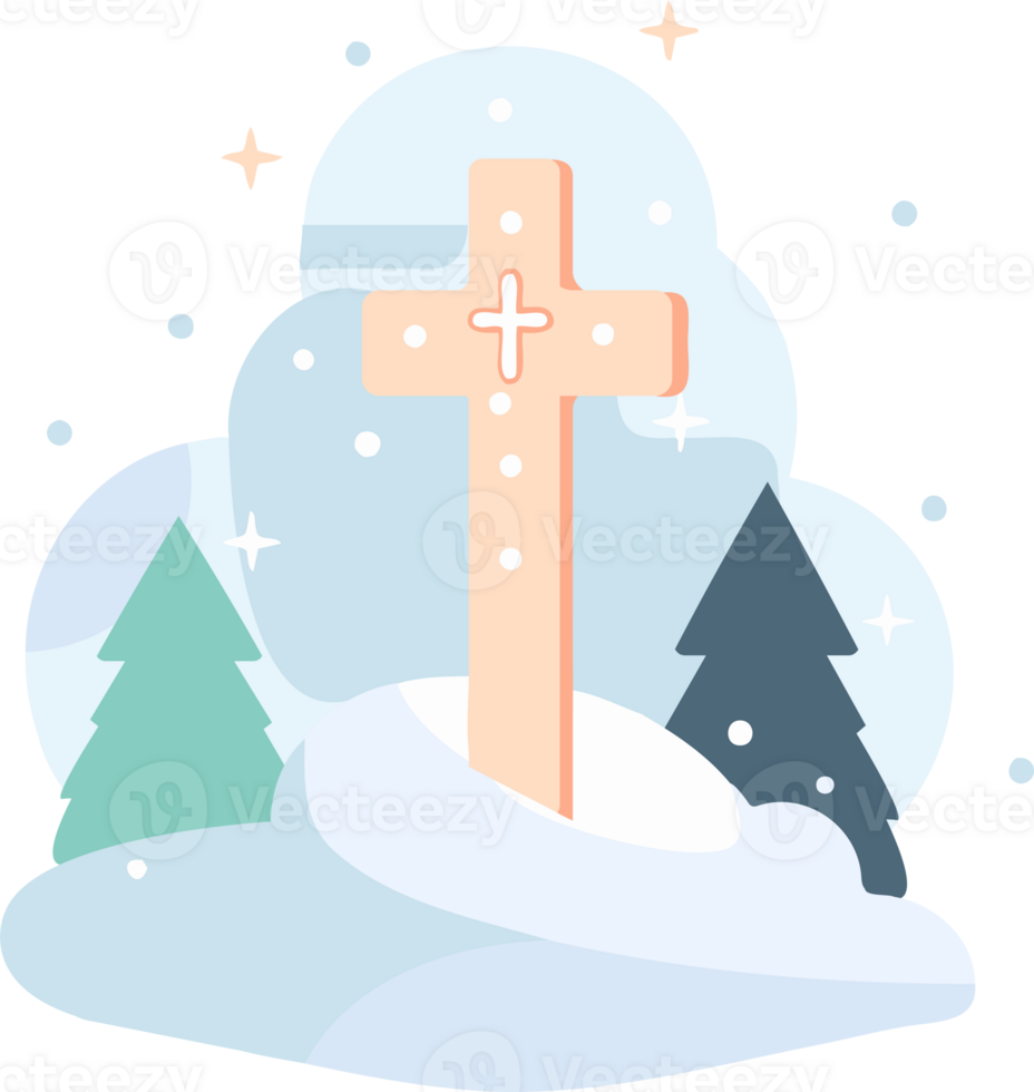 Hand Drawn christmas cross in flat style 27119690 PNG