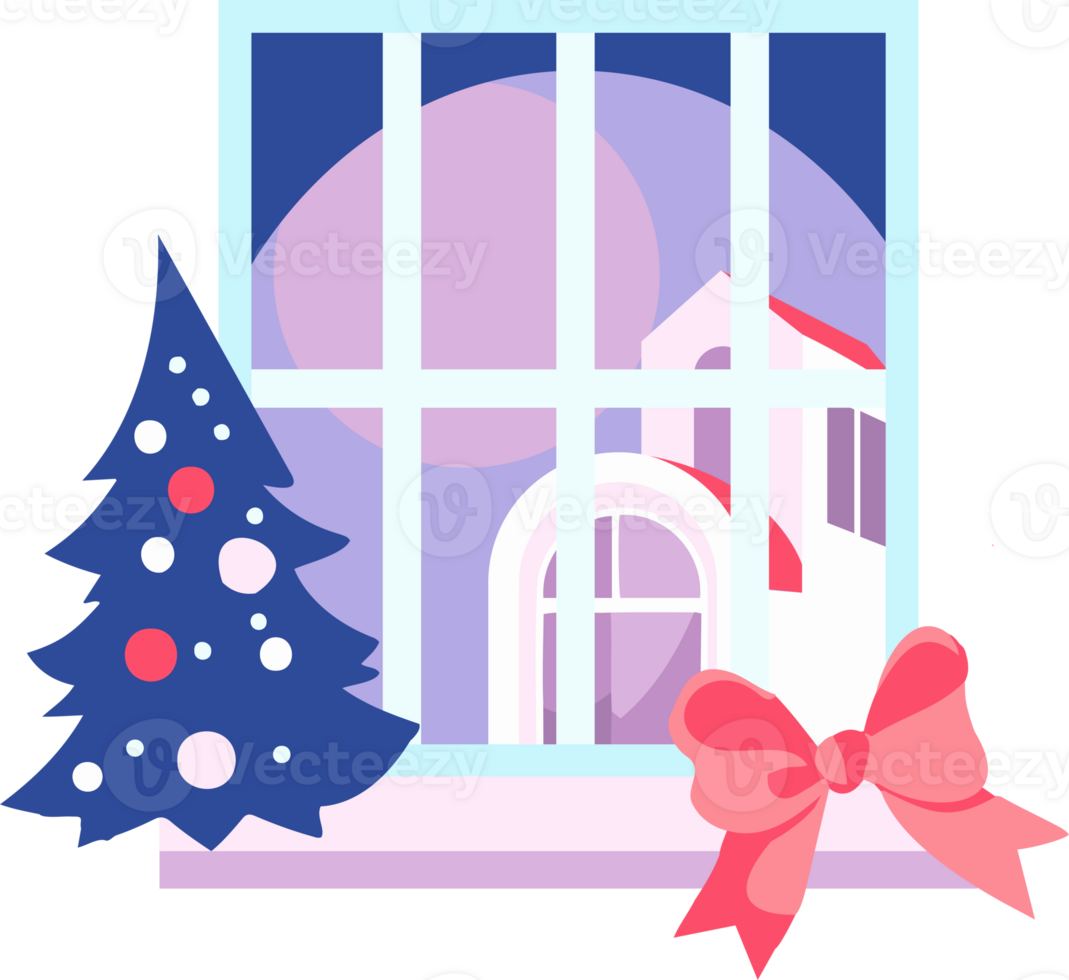 Hand Drawn christmas window in flat style png