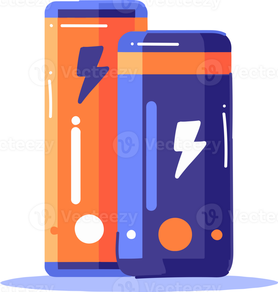 Hand Drawn energy storage battery in flat style png