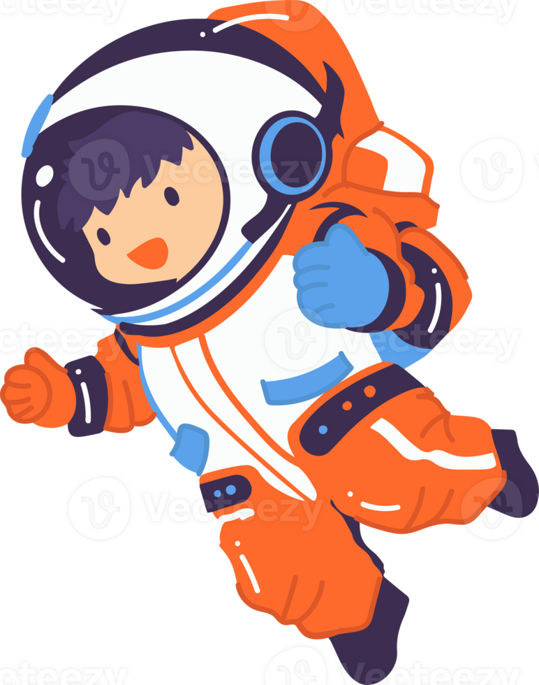 Hand Drawn astronaut boy in flat style png