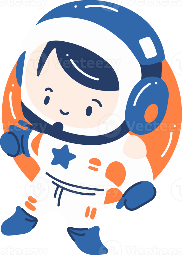 mano disegnato astronauta ragazzo nel piatto stile png