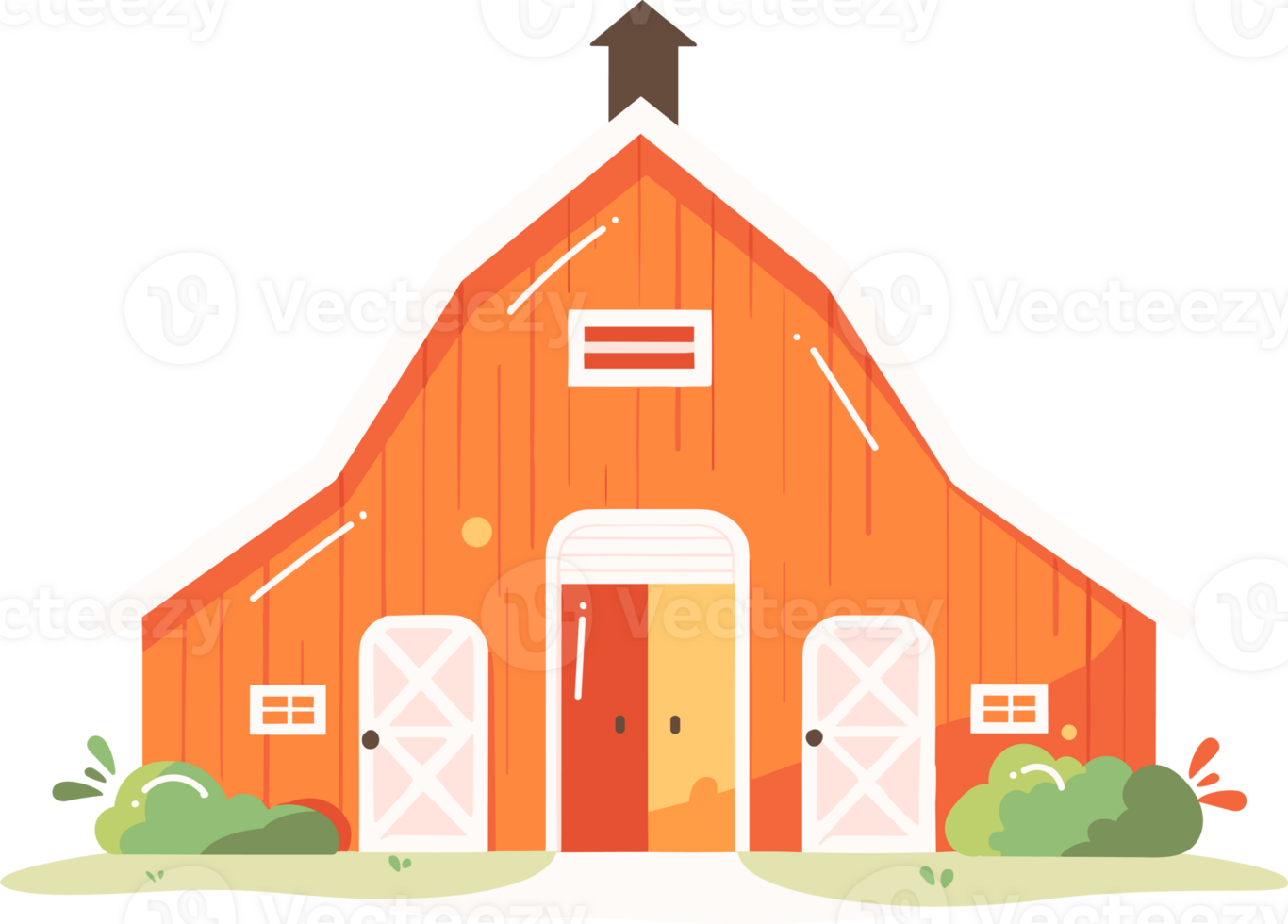 Hand Drawn barns and farms in flat style png