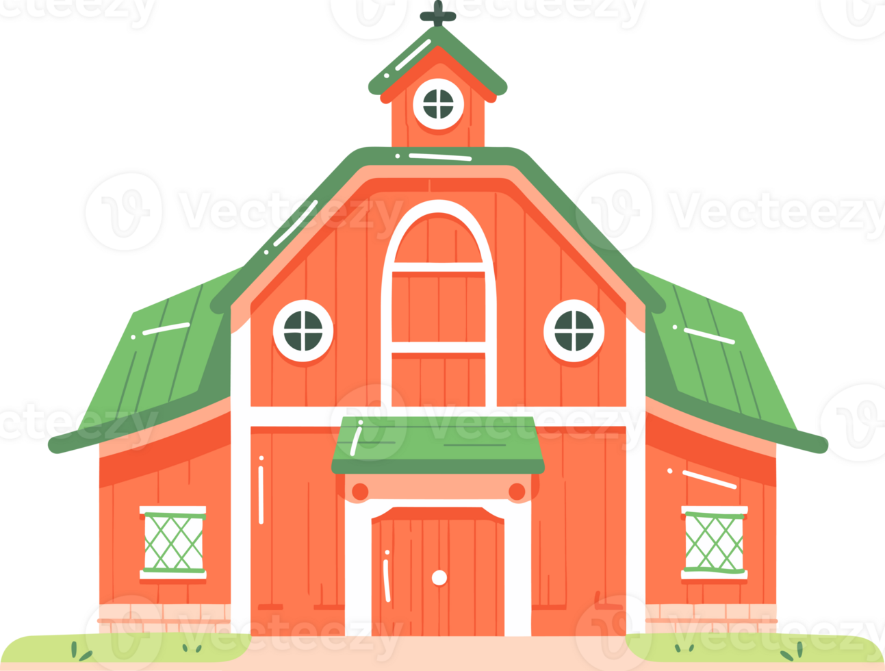 Hand Drawn barns and farms in flat style png