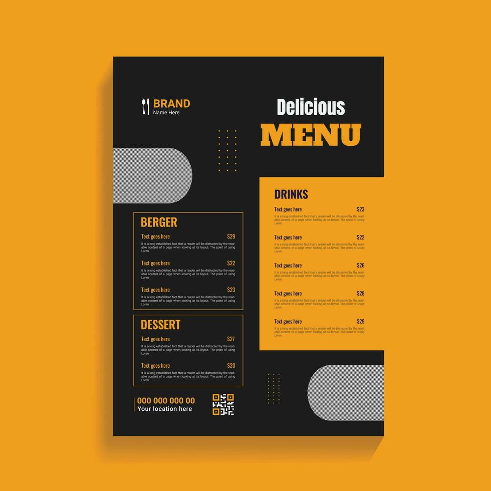 Restaurant Food Service Menu Design Template vector