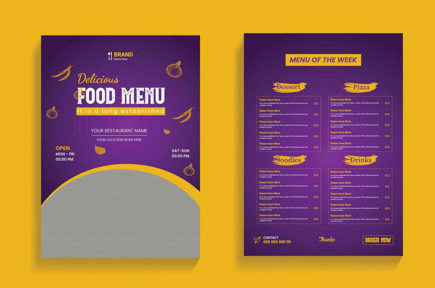 Restaurant Food Service Menu Design Template vector