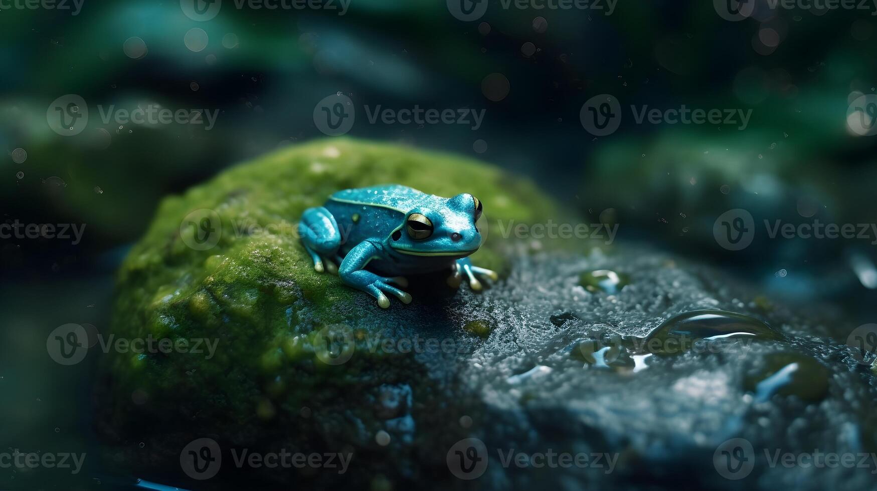 Vietnamese Blue Gliding Tree Frogs in the Nature. AI Generated photo