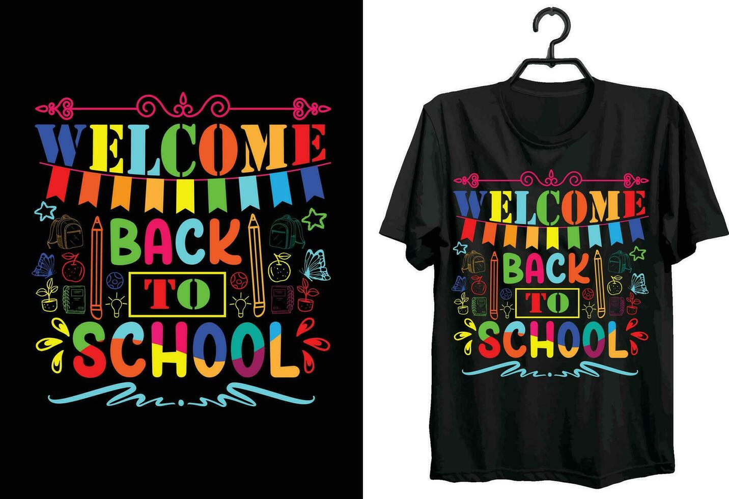 Back To School T-shirt Design. Funny Gift Back To School T-shirt Design For School Lovers. Typography, Custom, Vector t-shirt design. World All Students T-shirt Design For Back To School