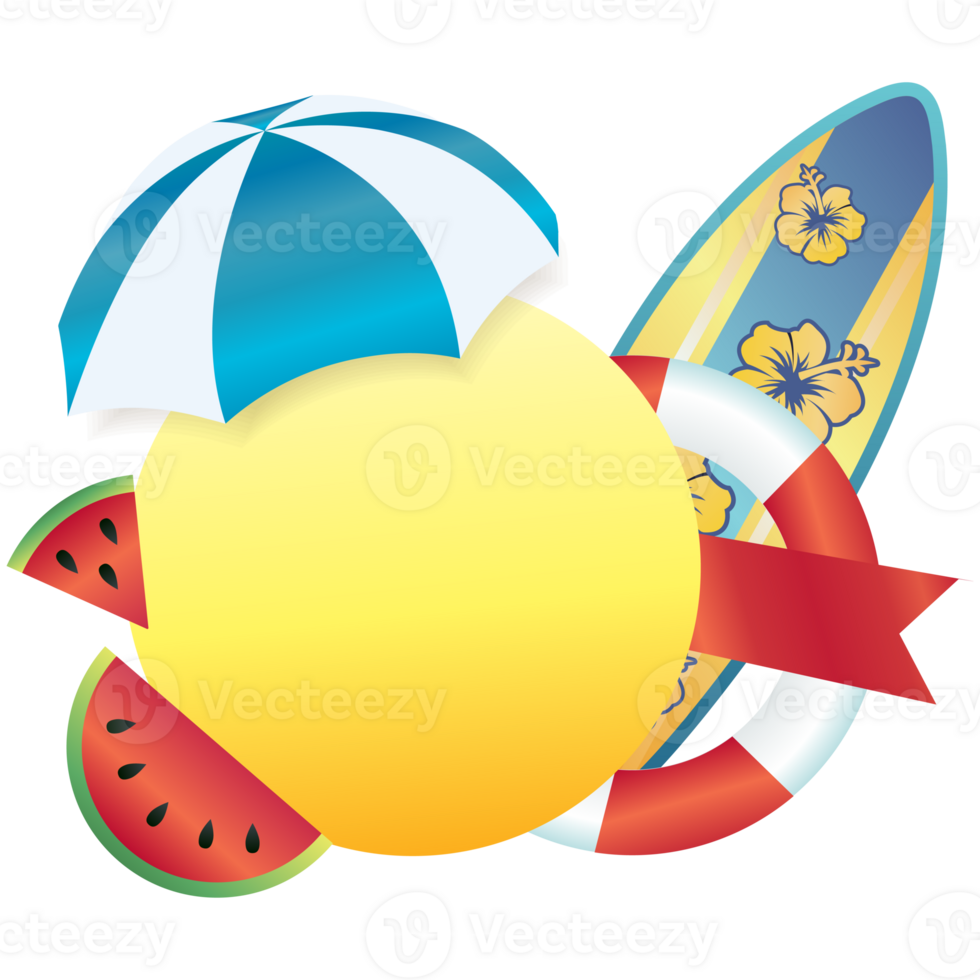 isolate summer display banner and beach elements png