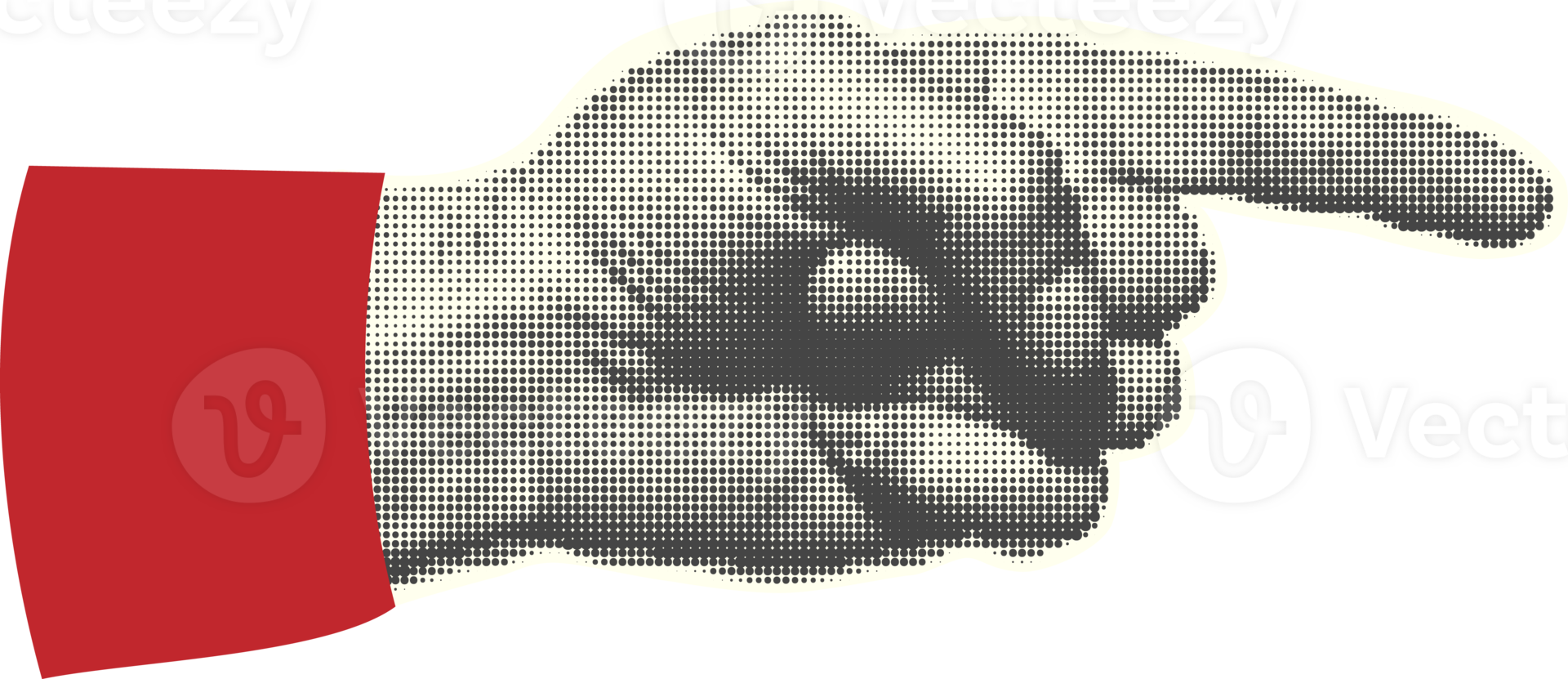 Hands. Pointer with finger. Halftone style. Collection collage design elements Trendy dotted pop art Vintage grunge punk cutout shapes PNG illustration