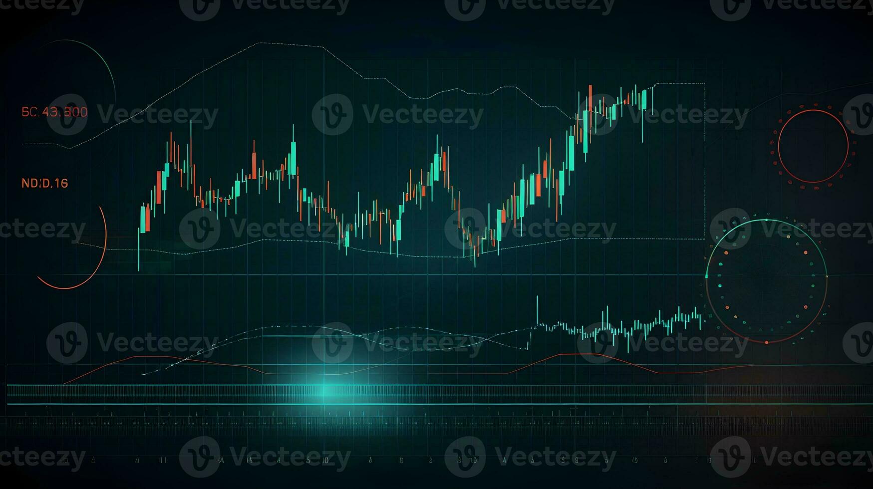 Business future technology market economic investment and money concept background or backdrop. Common forex and commodity exchange with colorful graphics interface. AI Generated. photo