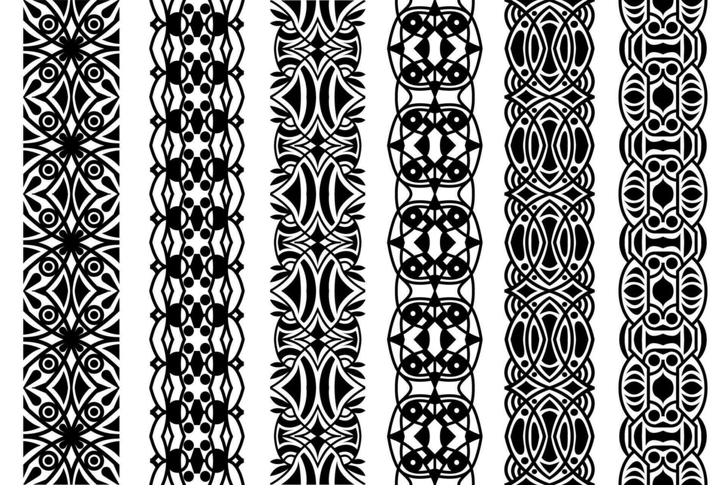 Abstract lace trim patterns set. Seamless patterns with floral elements in  black color. Ornamental lace tape designs. 27120319 Vector Art at Vecteezy