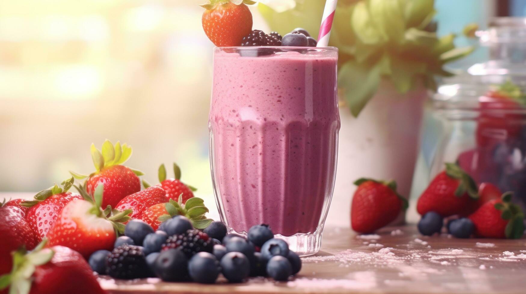 Smoothie with berries photo