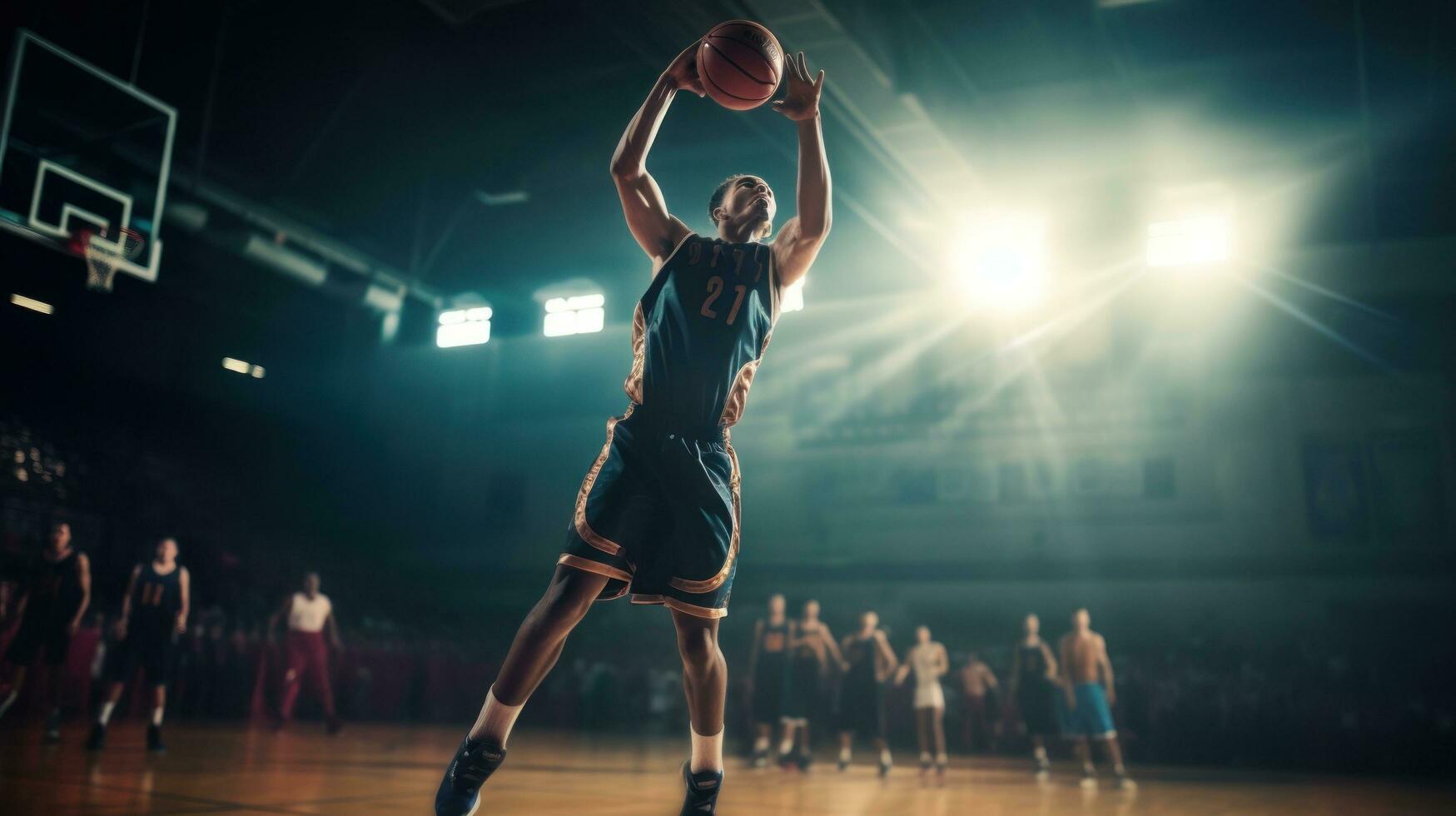 Basketball player on dark photo