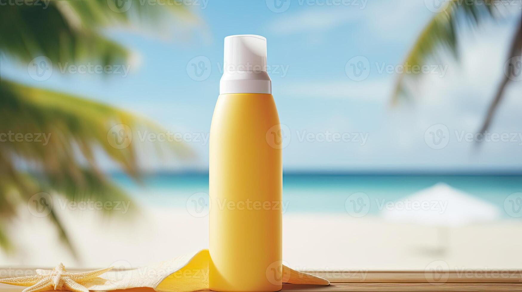 Cosmetic product mockup on tropical background. Illustration photo