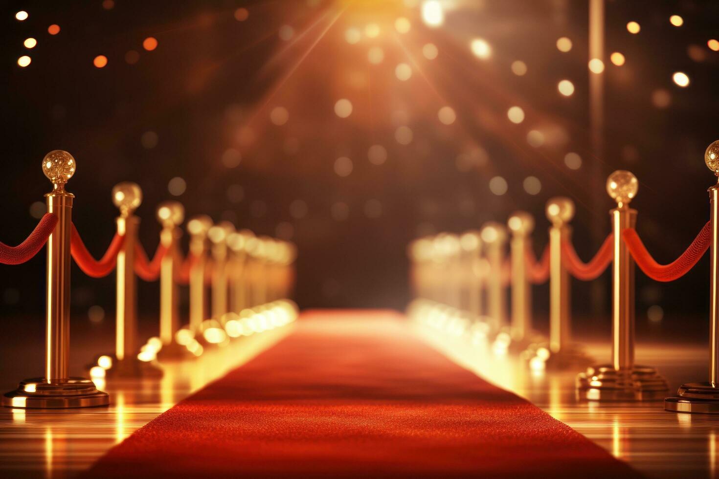 Red carpet with lights in the spotlight photo