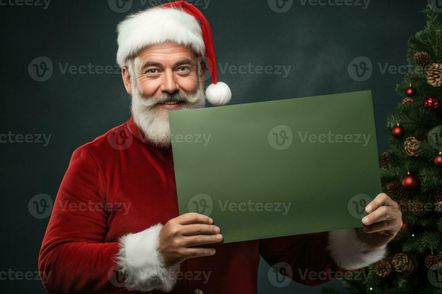 Handsome man with empty blank paper on minimalist background. photo