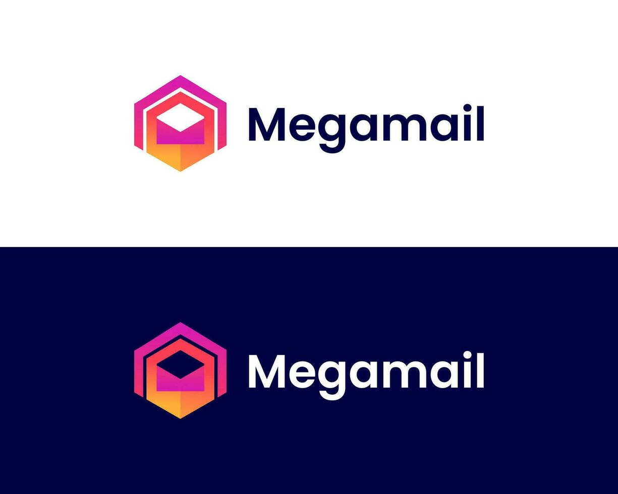 M with mail icon logo design concept vector