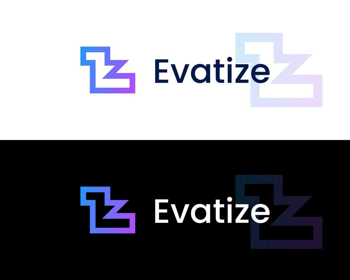 Letter EV with power sign logo concept for branding vector