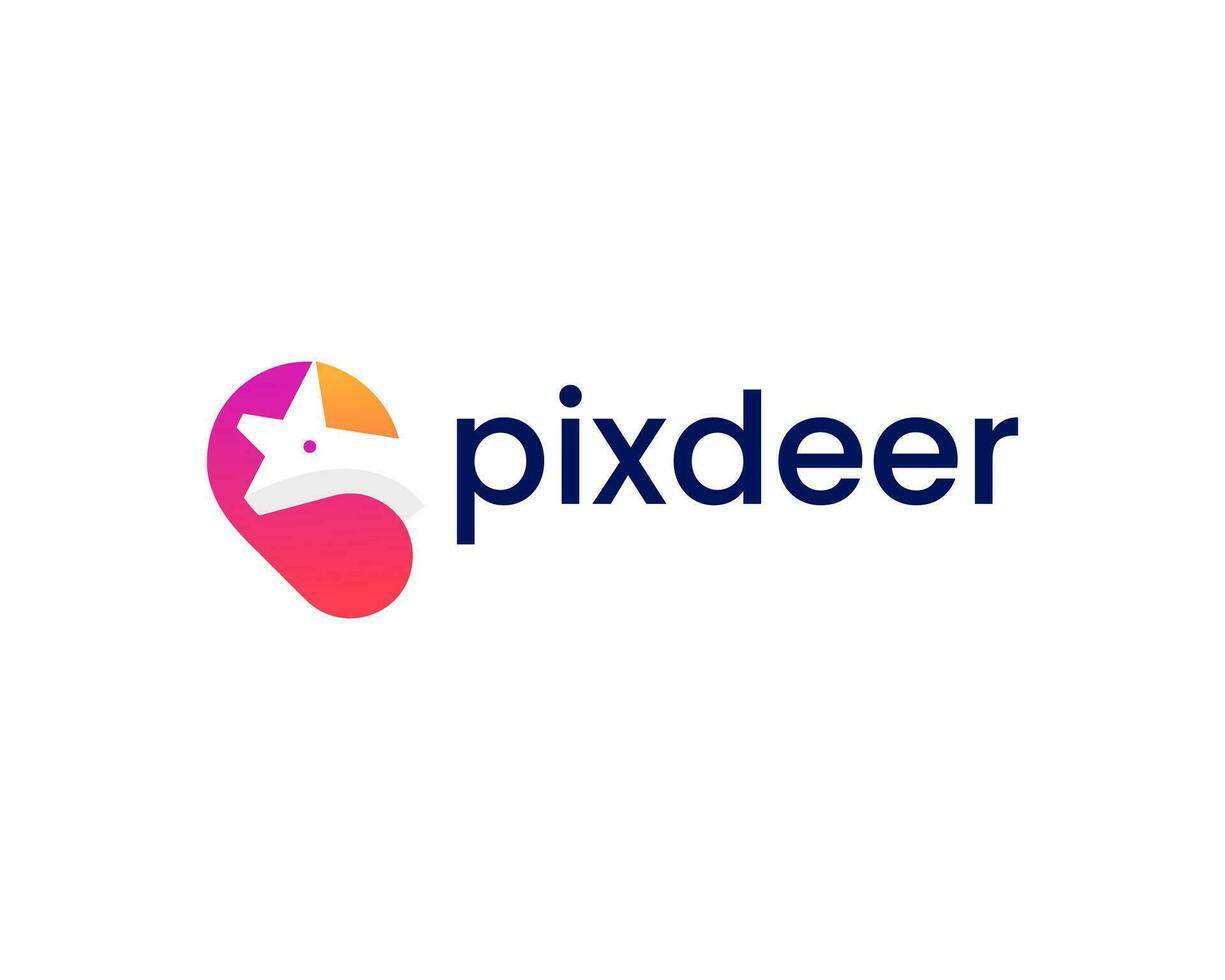 P with deer Head modern logo design vector