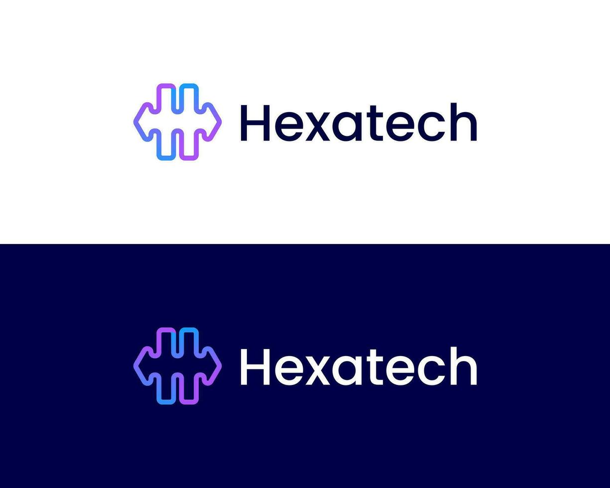 Letter H tech and technology logo for branding vector