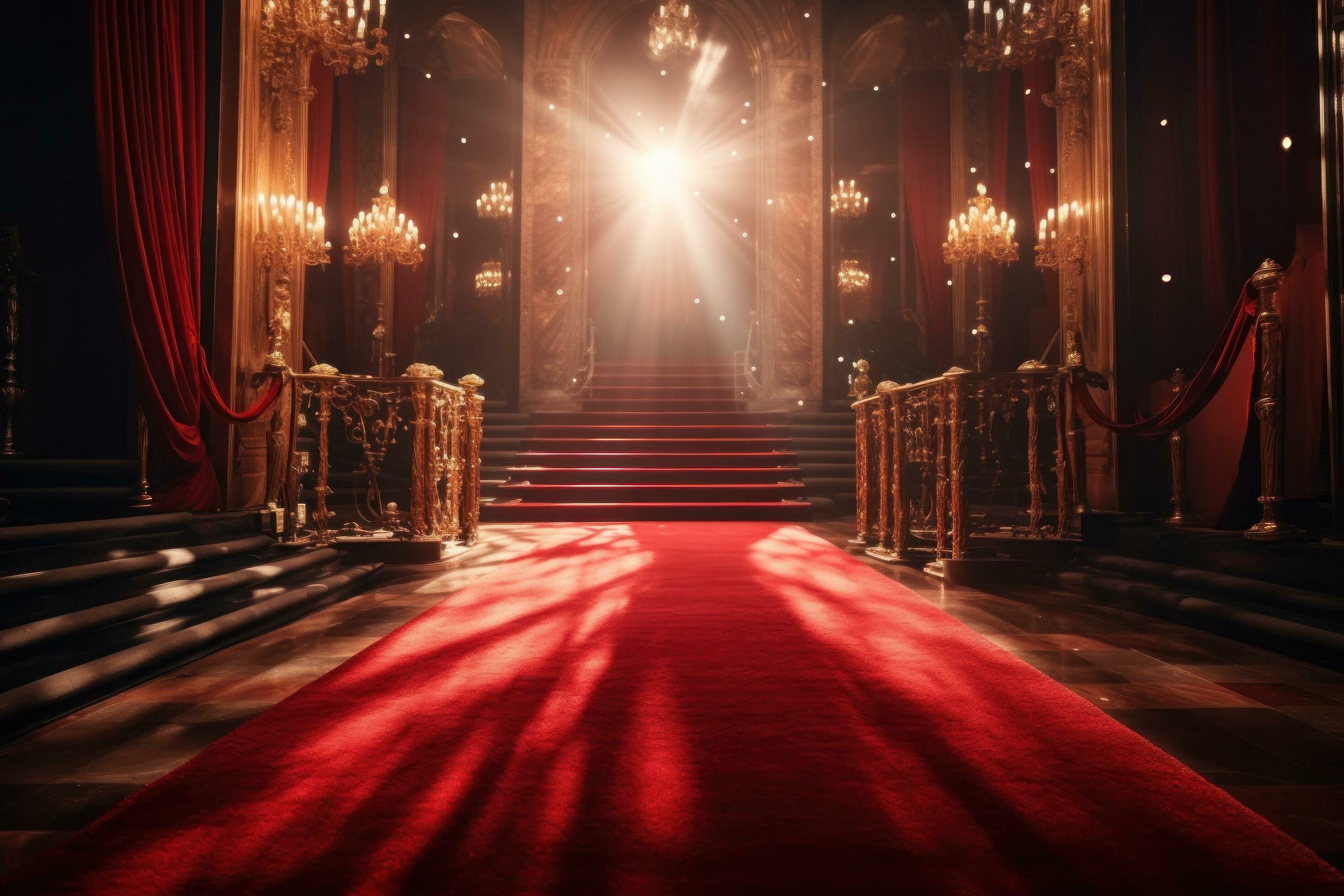 Red carpet with lights in the spotlight 27121331 Stock Photo at Vecteezy