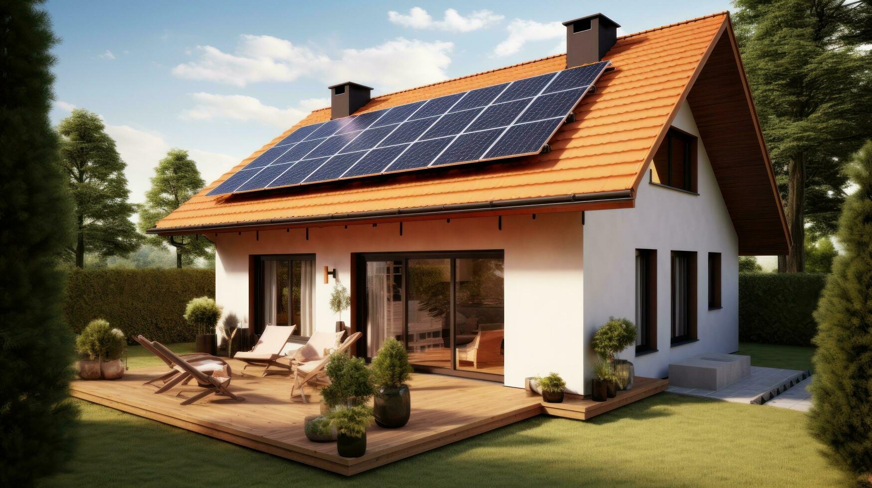 Solar panels on modern house photo