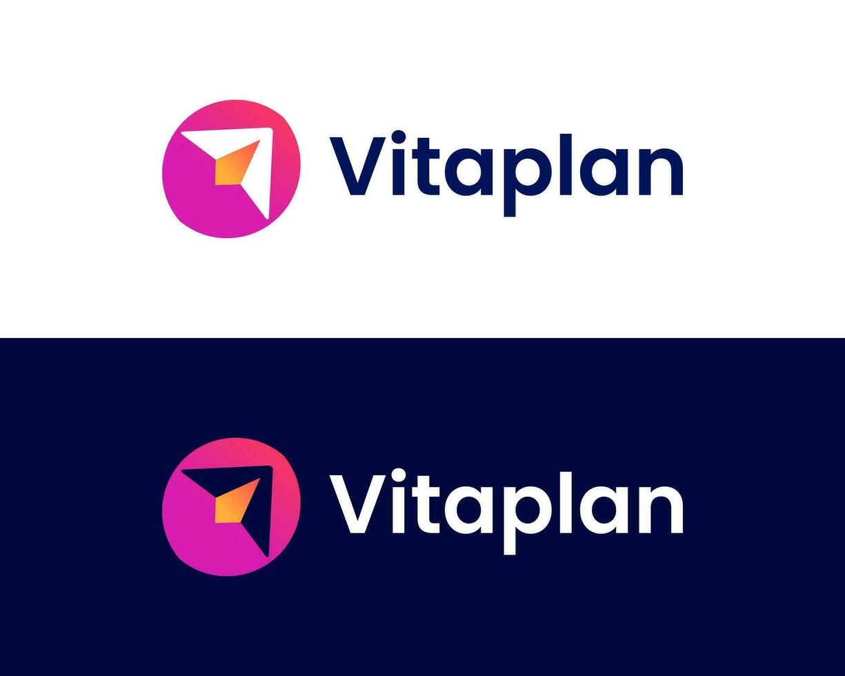 Abstract letter V with Up arrow modern business logo design template vector