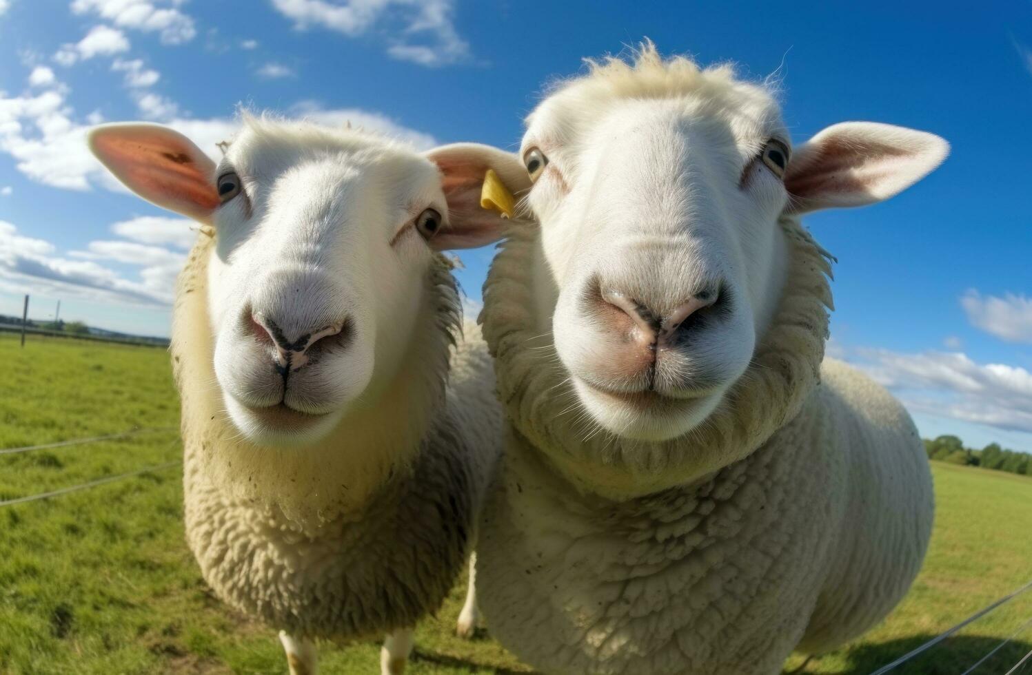 Funny sheeps portrait photo