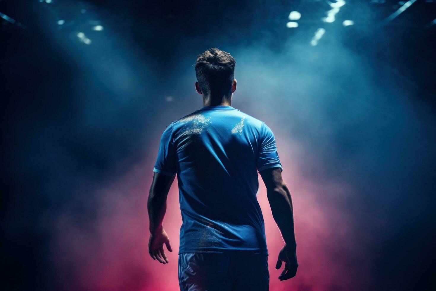 Back o Soccer player with soccer ball photo