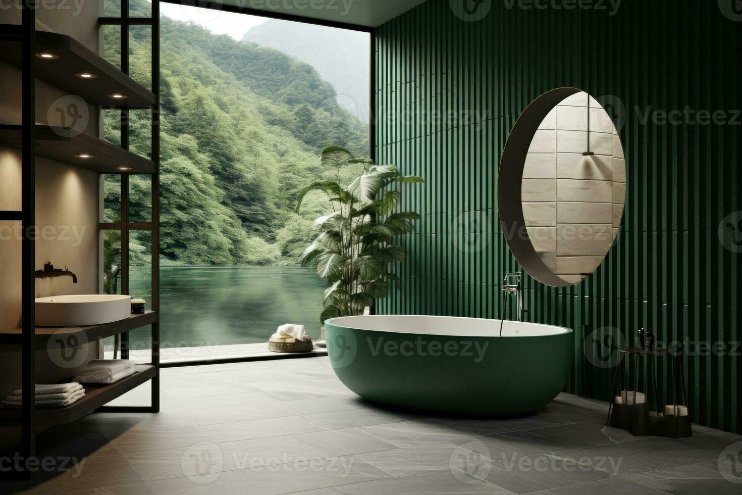 Green bathroom modern background photo