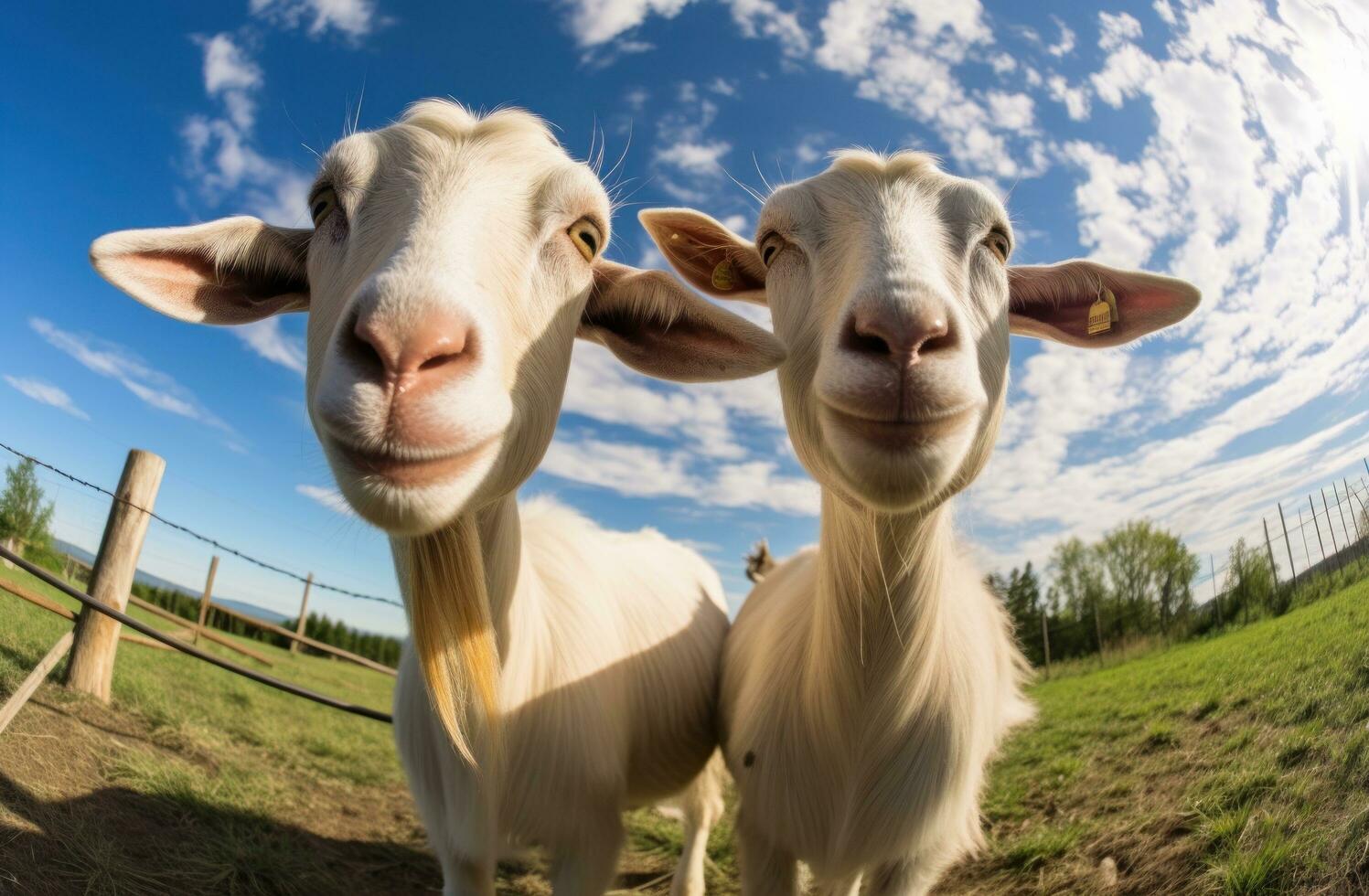 Funny goats portrait photo