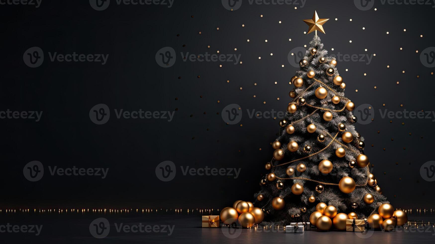 Christmas Background with Christmas Tree. Illustration AI Generative photo