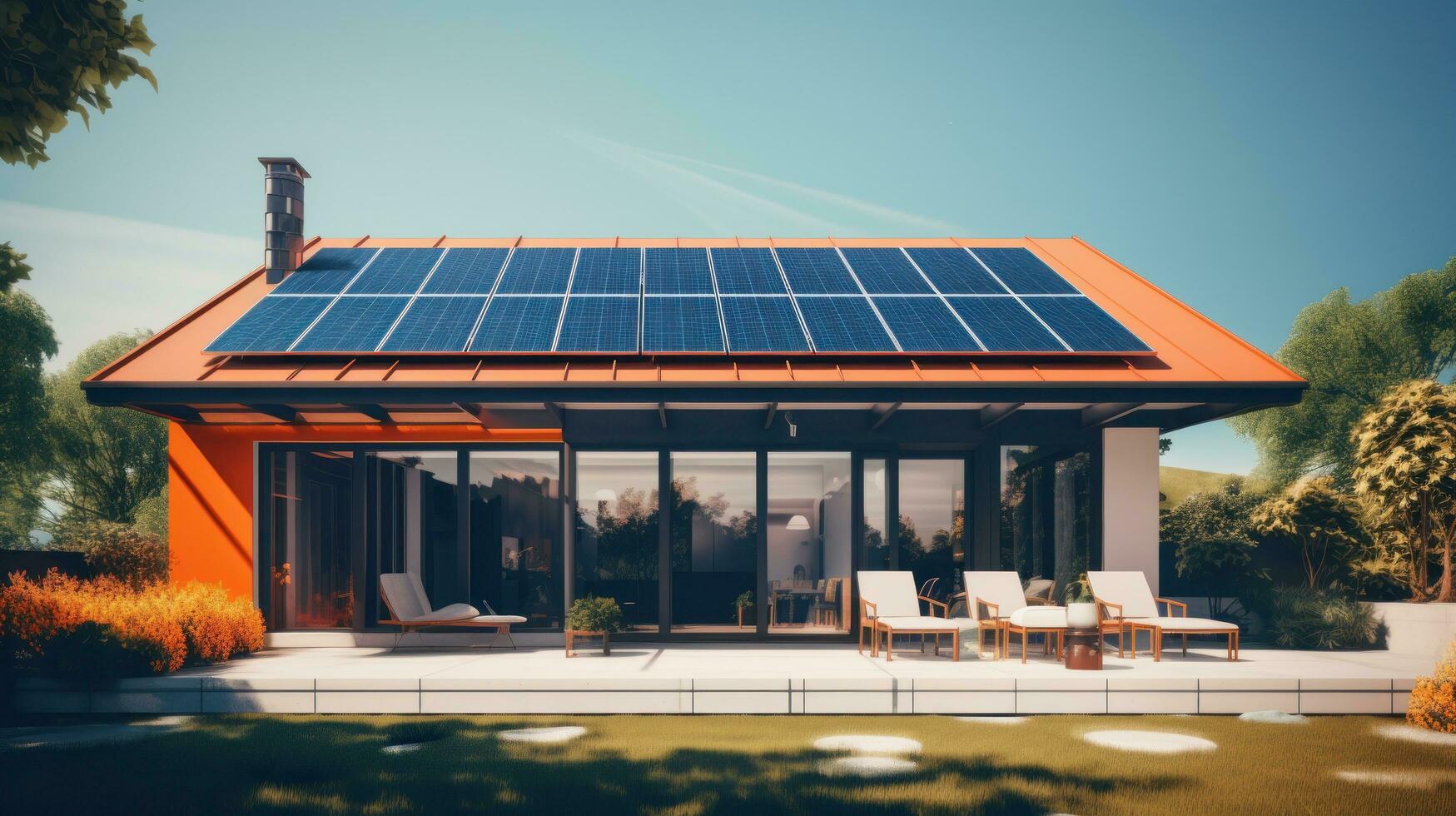solar paneles en moderno casa foto