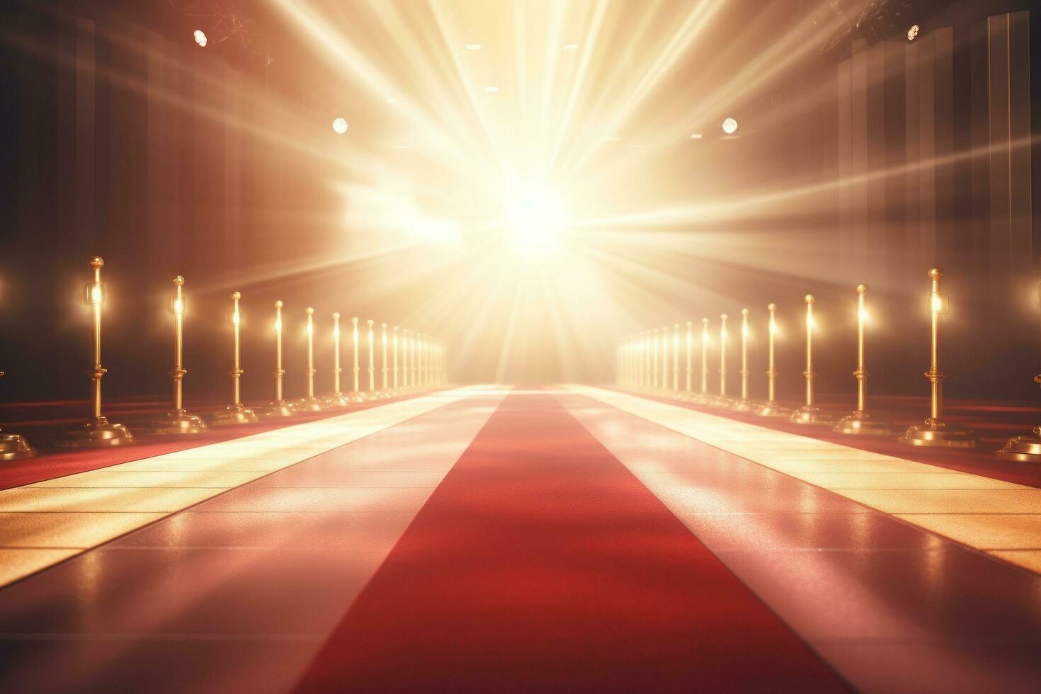 Red carpet with lights in the spotlight photo