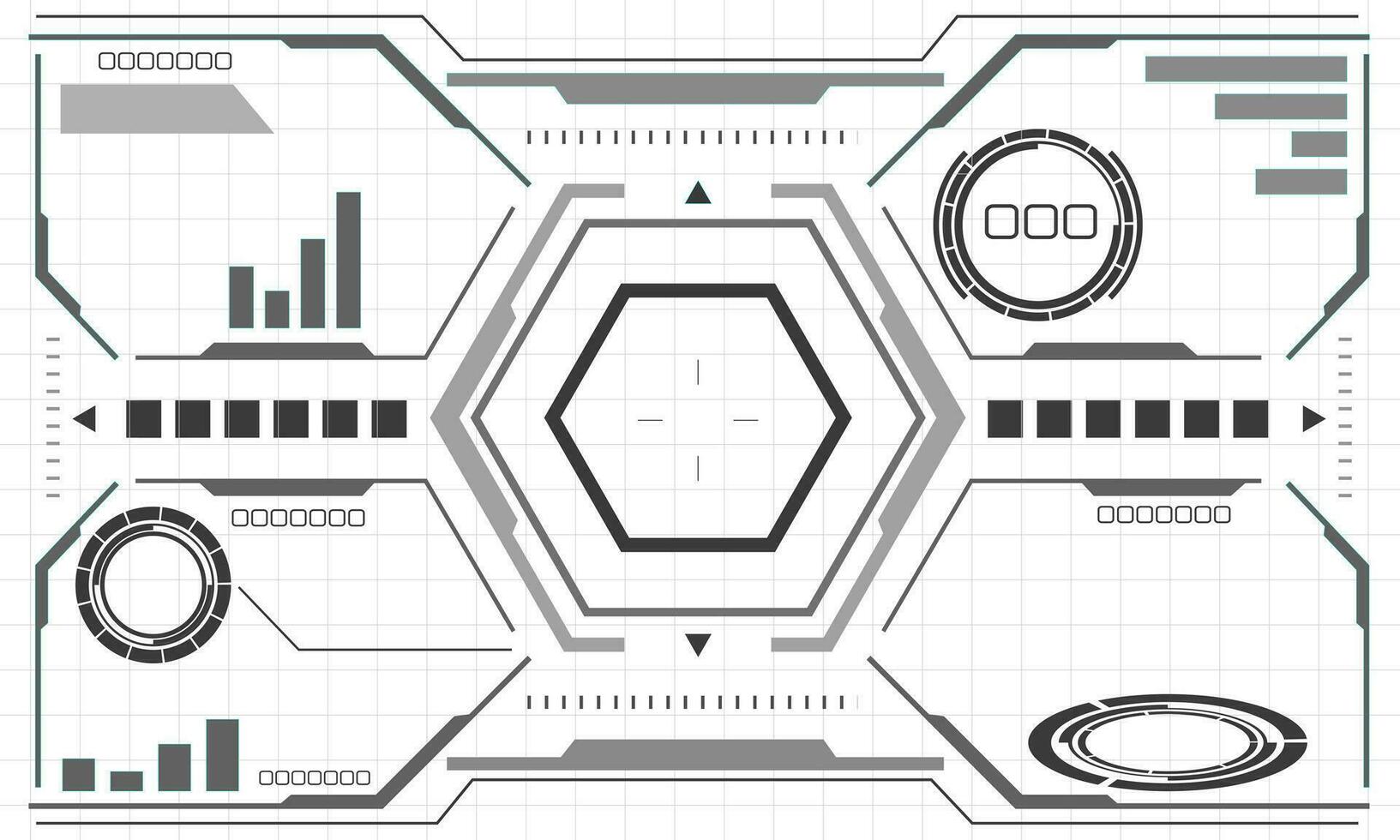 HUD sci-fi interface screen monochrome view design virtual reality futuristic technology display vector