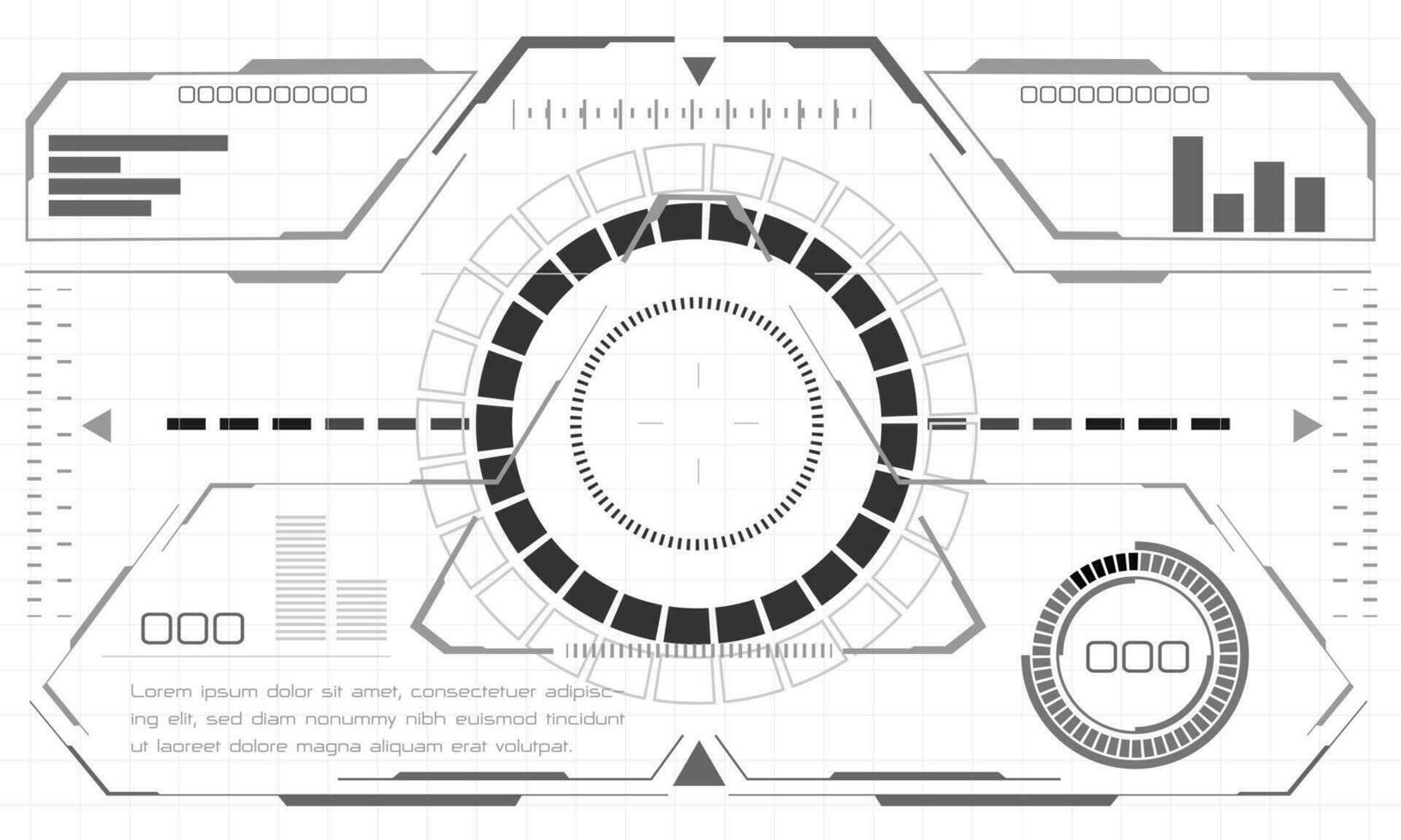 HUD sci-fi interface screen monochrome view design virtual reality futuristic technology display vector