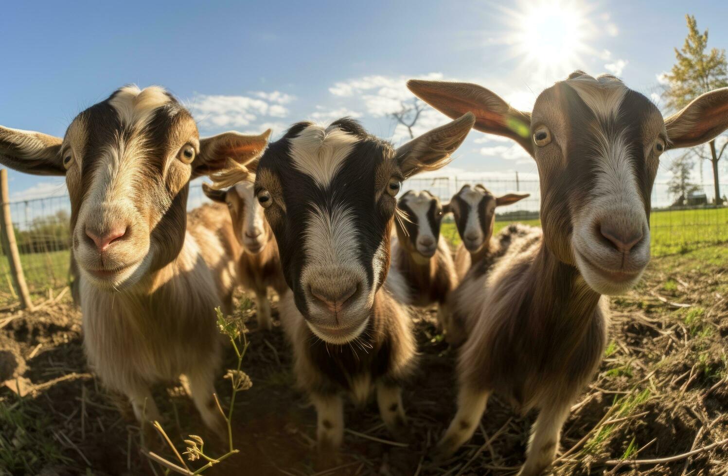 Funny goats portrait photo