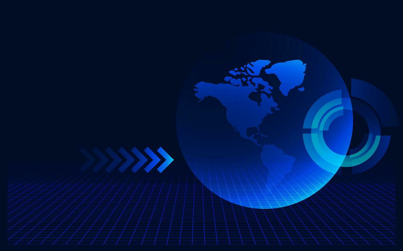global and hud on technology dark blue background vector