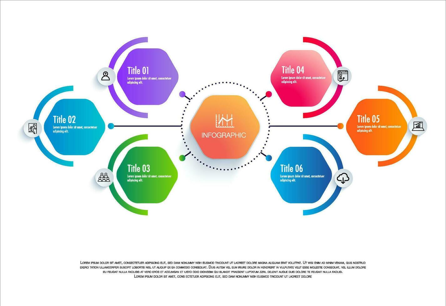 Infographic template for business 6 step option modern design vector