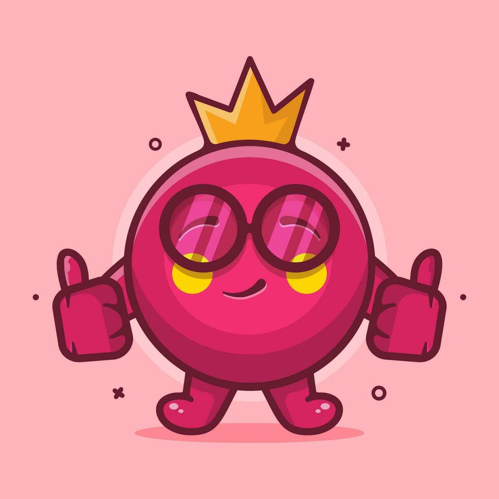 funny pomegranate fruit character mascot with thumb up hand gesture isolated cartoon in flat style design vector