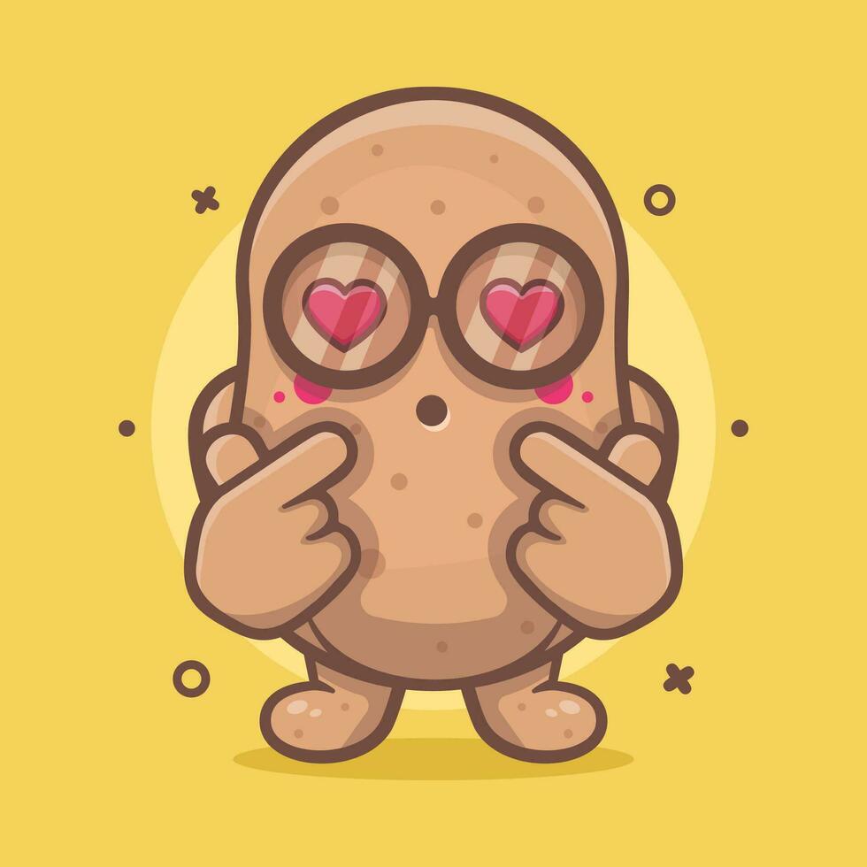kawaii potato vegetable character mascot with love sign hand gesture isolated cartoon in flat style design vector