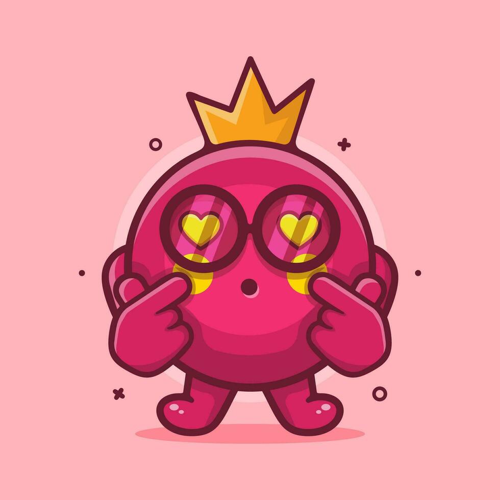 kawaii pomegranate fruit character mascot with love hand gesture isolated cartoon in flat style design vector